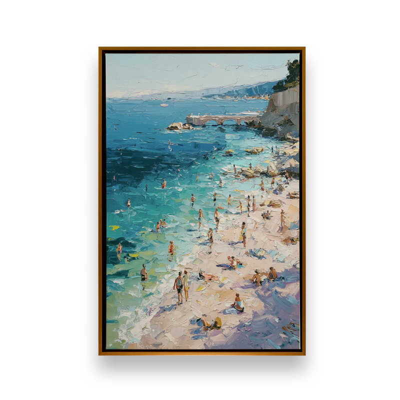 Impression sur toile Azzuro Cove, Cadre flottant doré poli, 32 po x 48 po
