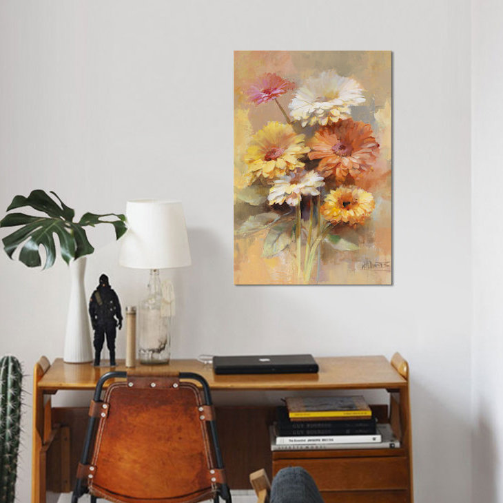 «Floral Bouquet I», reproduction sur toile, H 18 po x l 12 po x P 1,5 po, Pas de tapis, Toile tendue