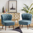 Afzal 25.8" W Modern Tufted Polyester Side Accent Chair with Solid Wood Legs