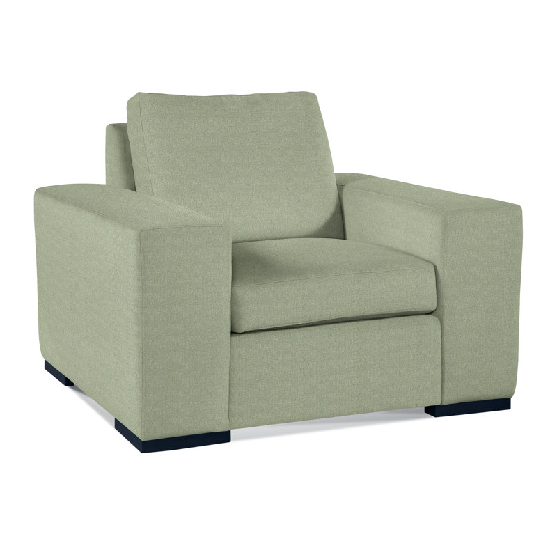 Memphis Armchair, Green Performance Fabric; 0851-54, Havana