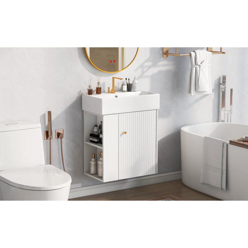 Meuble-lavabo flottant moderne avec lavabo en céramique