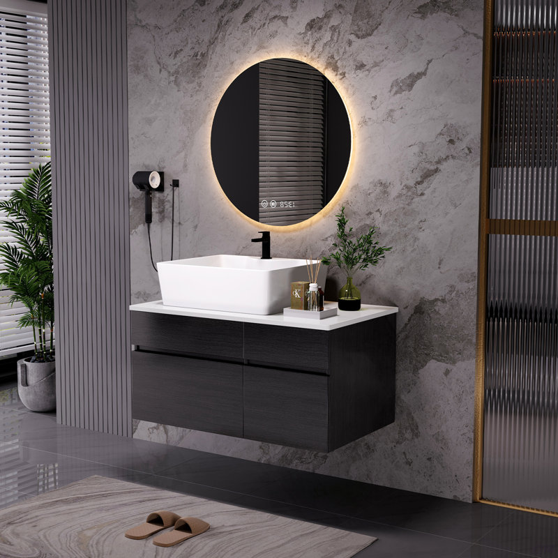 Petit meuble-lavabo flottant simple 31,5 pouces avec lavabo