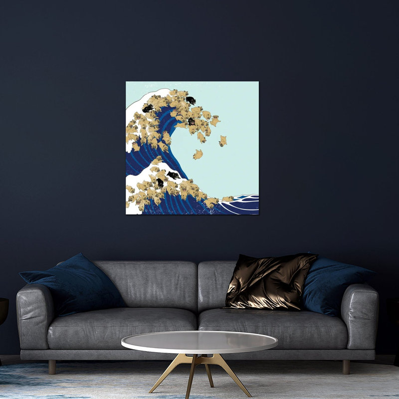 Carlin, la grande vague, impression bleue sur verre acrylique, H 36 po x l 36 po x P 0,25 po