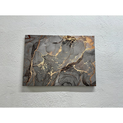 Art abstrait sur toile gris et doré: Modern Elegance, 1P BlackFramedCanves