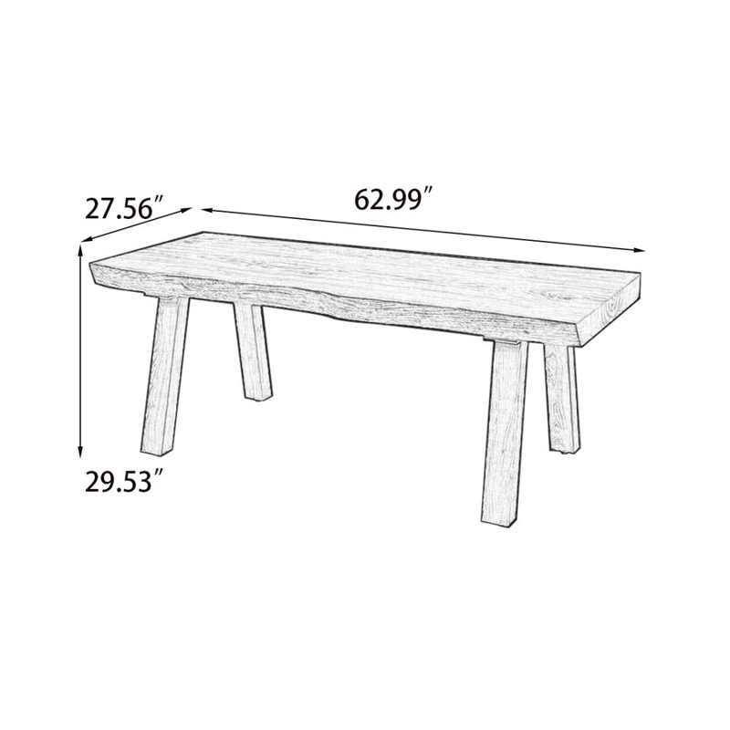 Table de salle à manger Burlywood, H 29,53 po x L 62,99 po x l 27,56 po