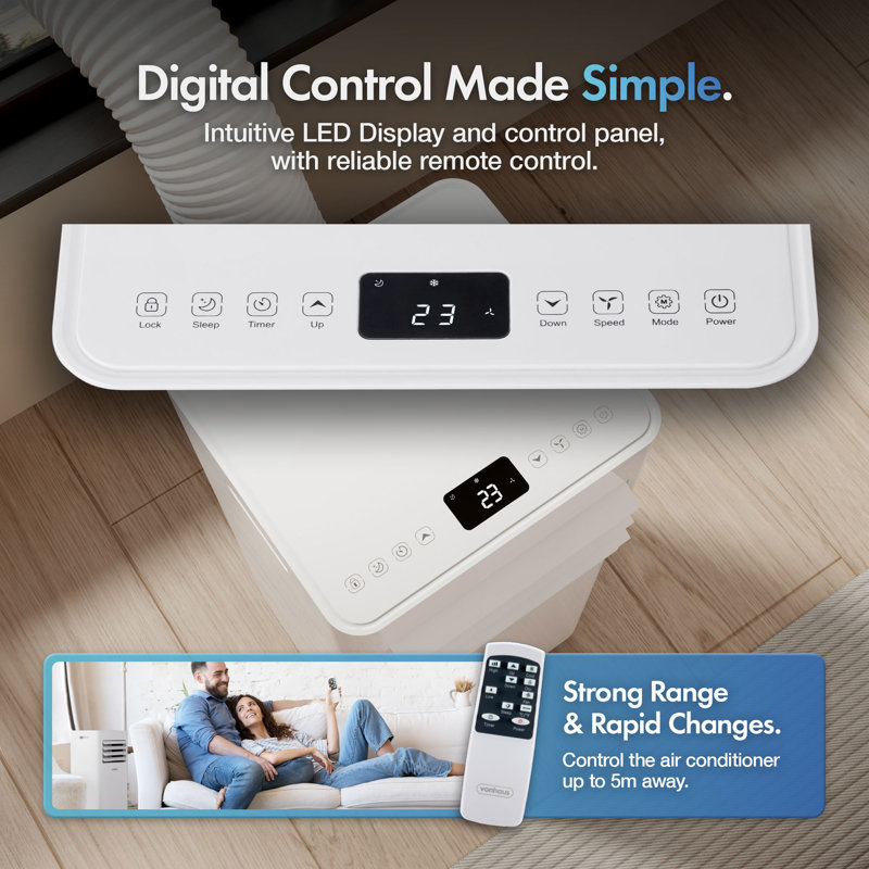 Vonhaus Air Conditioner 5000 Btu With Remote Control, 9000 BTUs