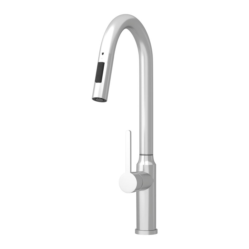 Robinet de cuisine rétractable 18,83 "certifié Cupc - Laiton noir mat durable et design SS304