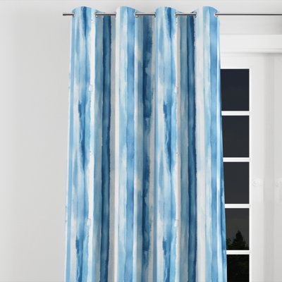 Striped Curtains for bedroom - Seasonal Blue And White Frost Stripes Grommet Curtain - 1 Panel