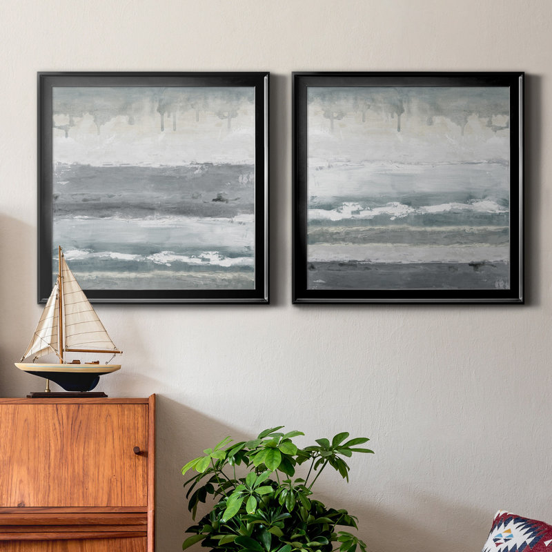 Soft Bay I - ensemble de 2 peintures sur toile encadrées, H 17,5 po x l 35 po x P 1,5 po, Noir