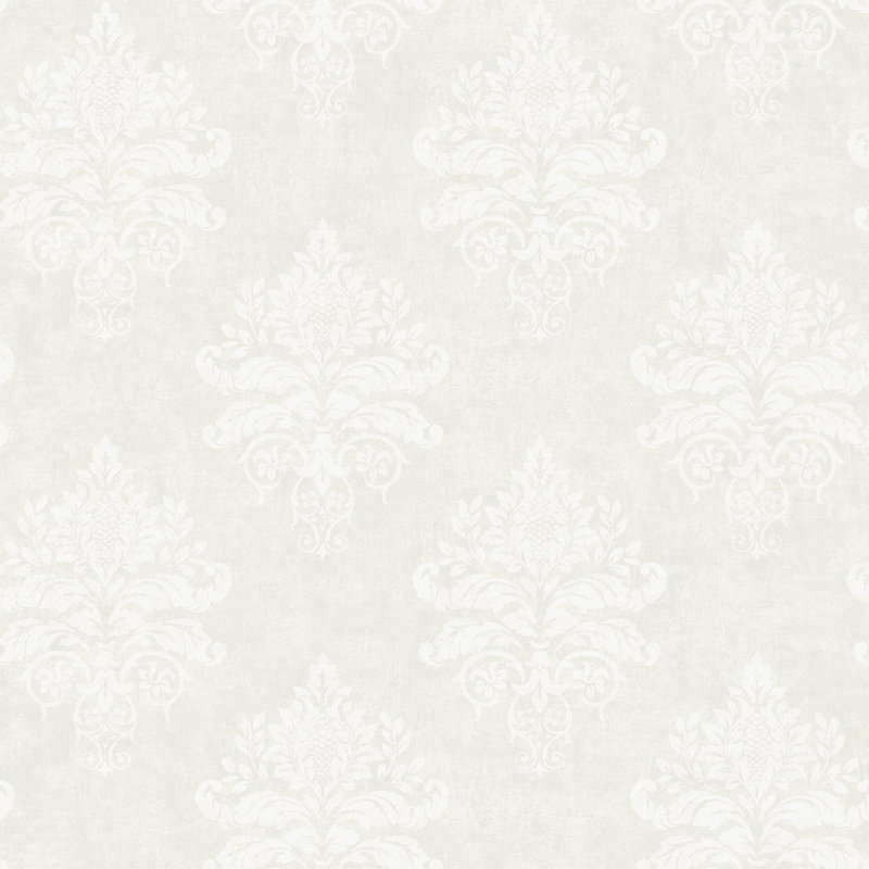 Palazzo 2 Collection Medallion Damask Wallpaper Roll, White