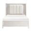 Tête de lit à DEL grand lit, blanc antique, décoration de chambre à coucher moderne avec finition blanche et coussin