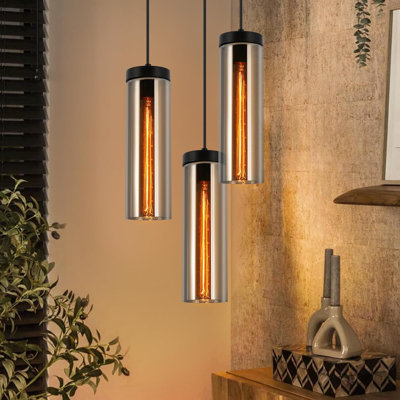 3 - Light Matte Black Cylinder Pendant