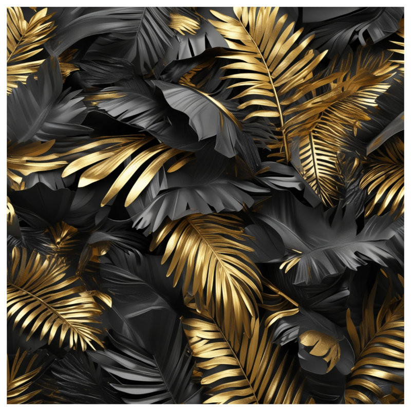 Housses de couette dorées à feuilles de palmier noires, Grand lit