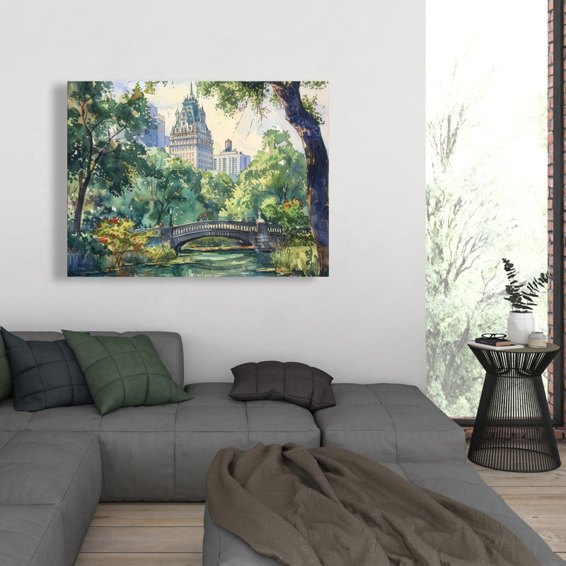 Château turquoise, toile - Élégante œuvre d'art décorative