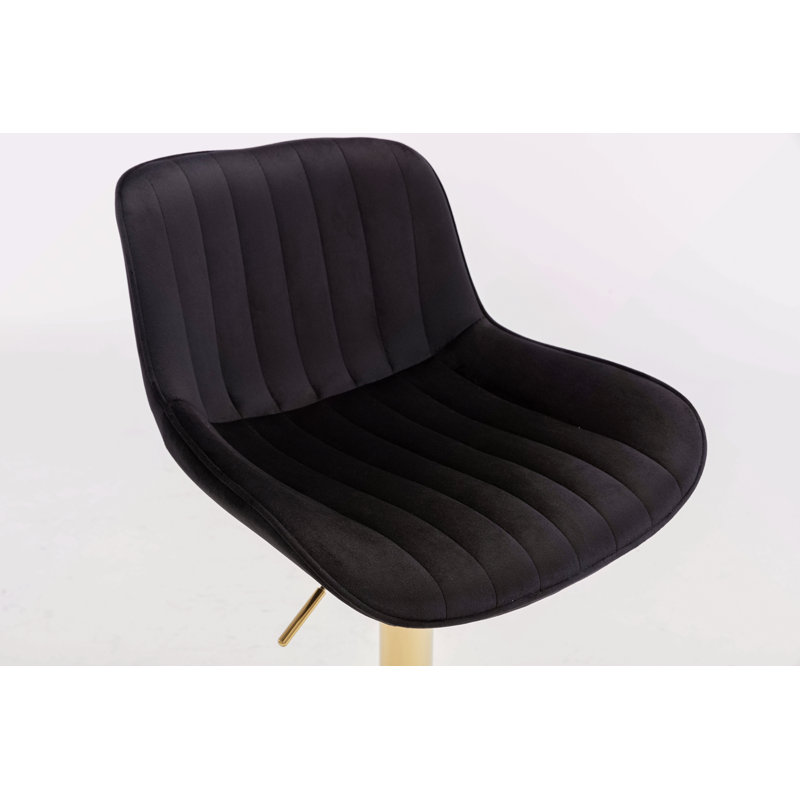Ensemble de 2 tabourets de bar réglables en hauteur à hauteur réglable avec repose-pieds et base dorée, ensemble de 2
