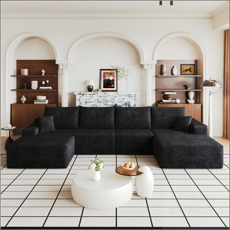 135" Cloud Sectional Sofa with Ottoman and No Assembly