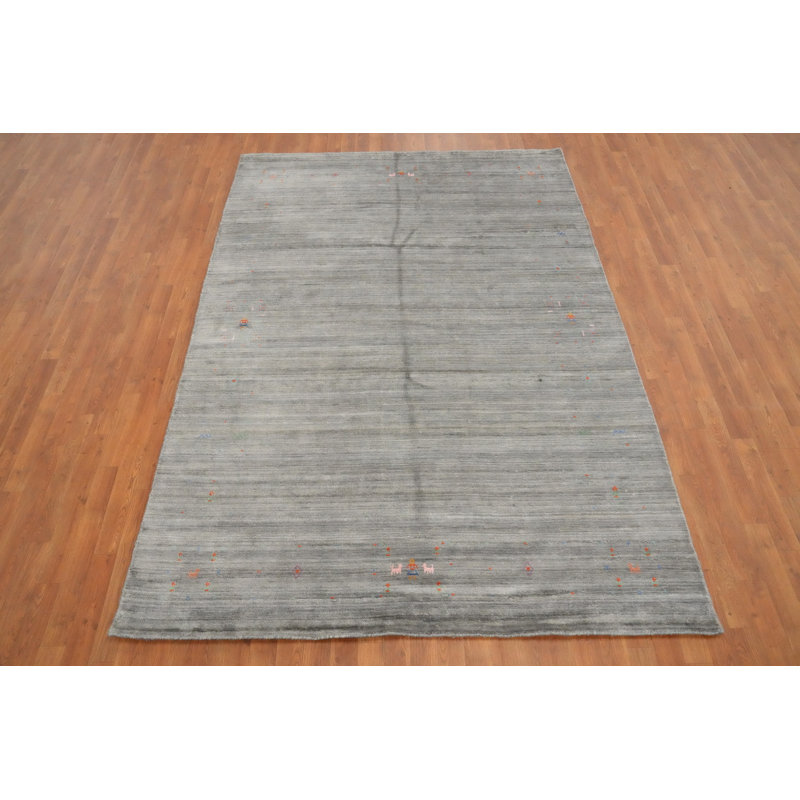 Tapis chic et minimaliste de style Gabbeh 6 x 9 avec détails élégants
