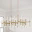Lustre linéaire à 16 lumières de 47,25 po x H 20,25 po en laiton mat avec tiges de marbre blanc véritable