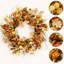 Couronne artificielle d'automne avec eucalyptus doré et feuilles de chêne pour la porte d'entrée
