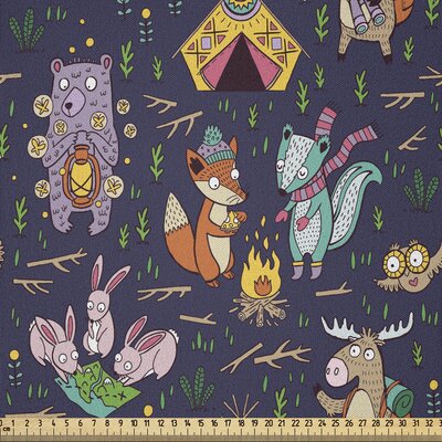 Ambesonne Adventure Cartoon Fabric By The Yard, Camping Concept Of Wild Forest Animals Animals Moose Fox Deer And Bear, Microfiber Fabric For Arts And -  East Urban Home, D674870B56654CB48948CD384AAB9B12