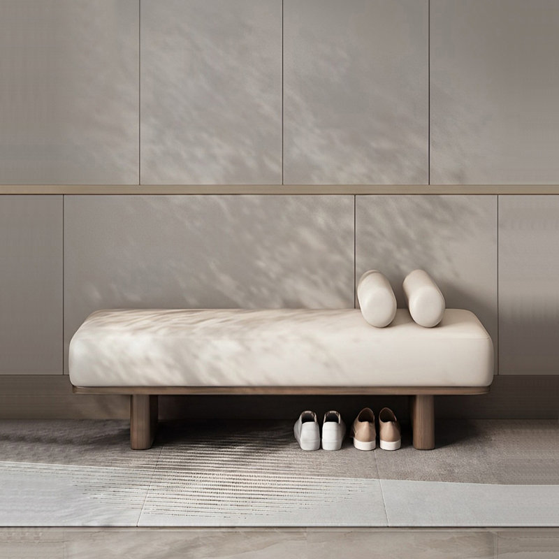 Banc rembourré en similicuir Nickolaos, H 17,71 po x l 55,11 po x P 17,71 po