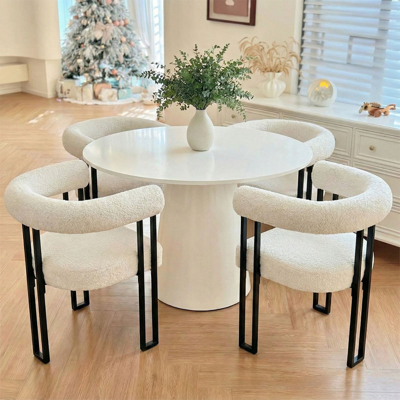 Modern Upholstered Dining Chair with Curved Arms