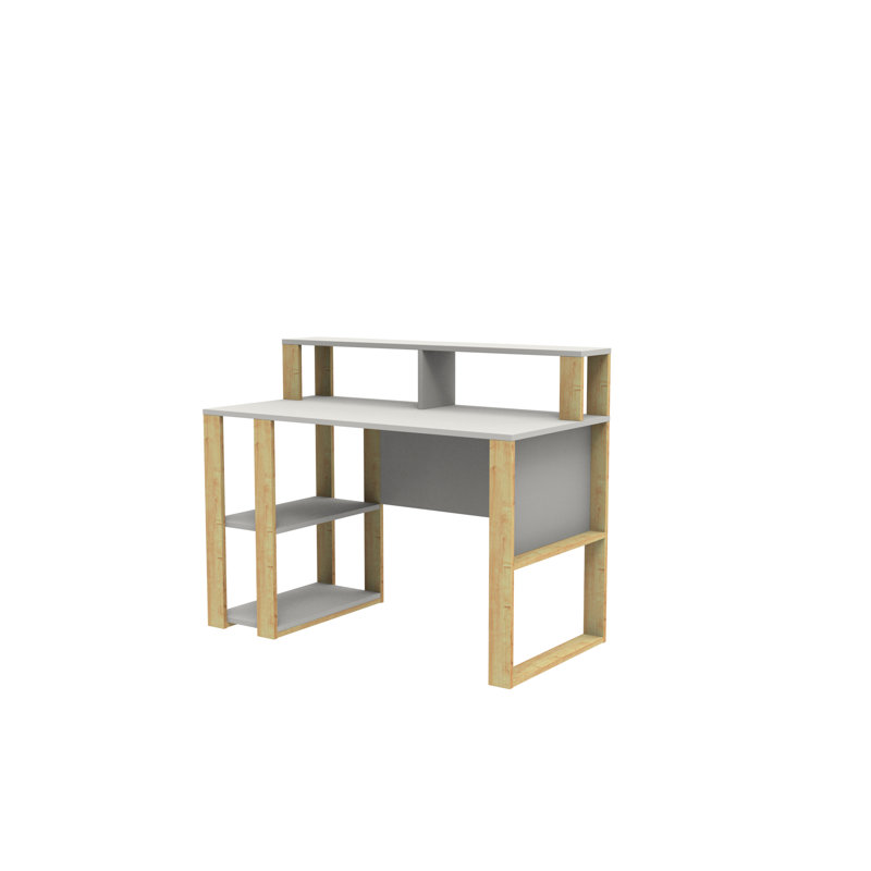 Tramal Geometric Writing Desk, White/Oak