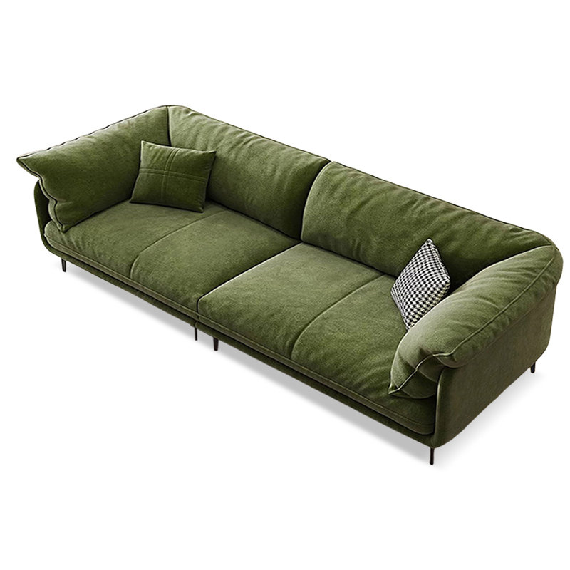 Green Velvet Modular Sofa cushion couch, 33.46" H x 94.49" W x 37.01" D, 3