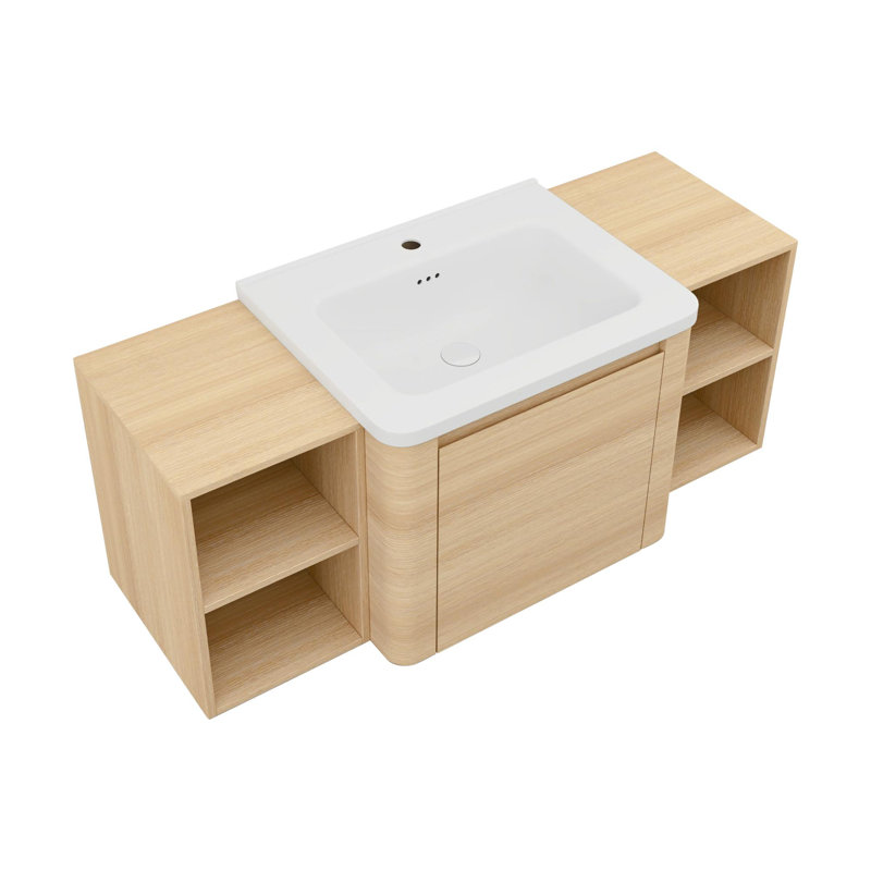 Meuble-lavabo mural avec lavabo en céramique blanche, 48"