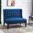 Blue Wingback Double Couch With Soft Cushion And Wood Frame Structure Elegant Linen Fabric Button Tufting Robust Legs,