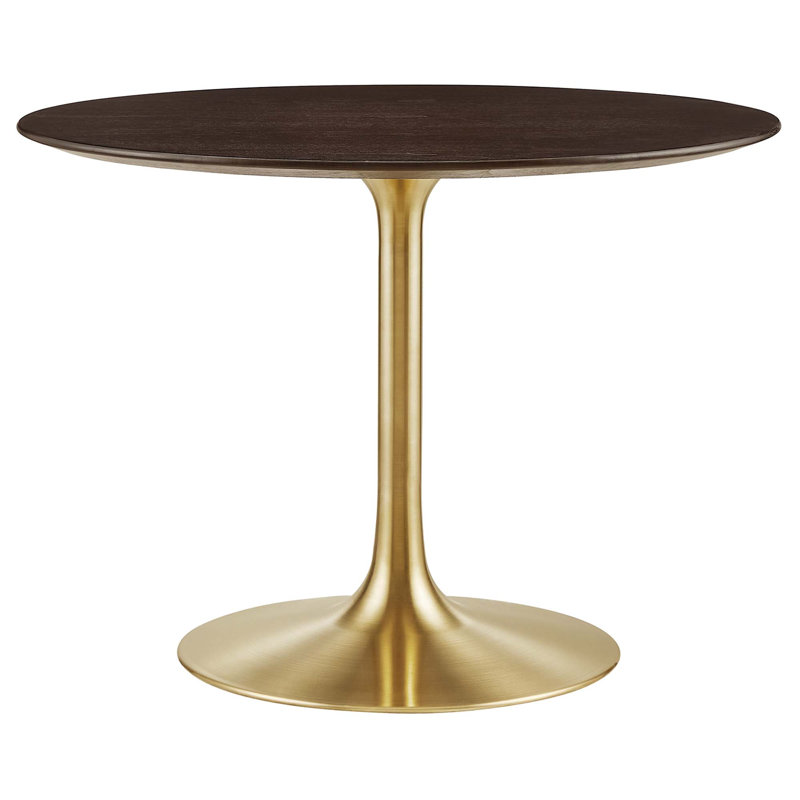 Modway Lippa Wood Dining Table, Cherry Walnut, Gold, 40" L x 40" W