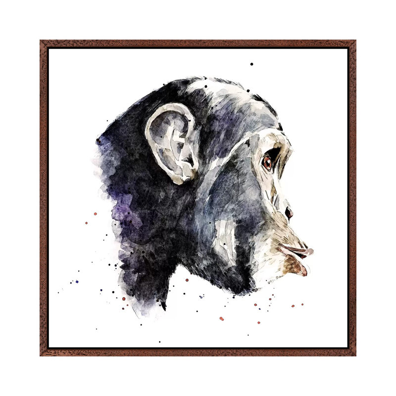Chimp - Print on Canvas, Classic Brown Wood Framed, 66.04 cm H x 66.04 cm W