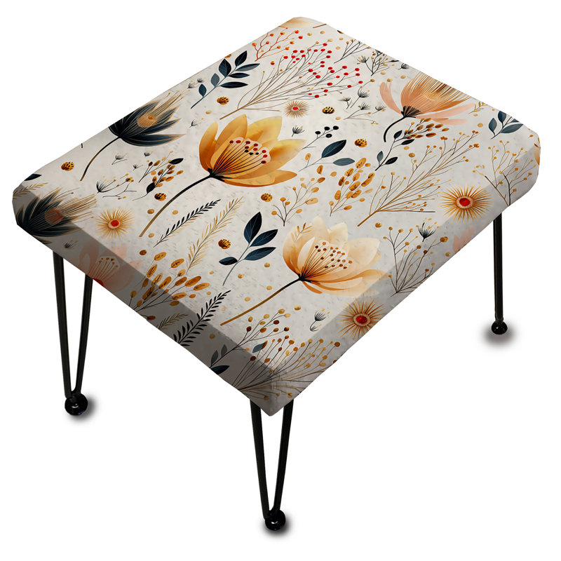 Cottage Elegant Yellow Floral Meadows - Floral Rectangle Ottoman