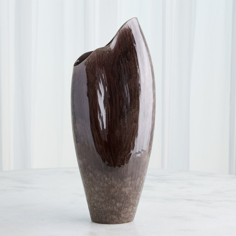 Horn Handmade Ceramic Table Vase, 22" H x 9.25" W x 5.75" D