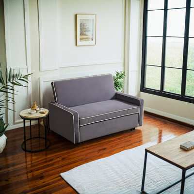 Upholstered Flannel Convertible Sofa, Brown by Wrought Studio