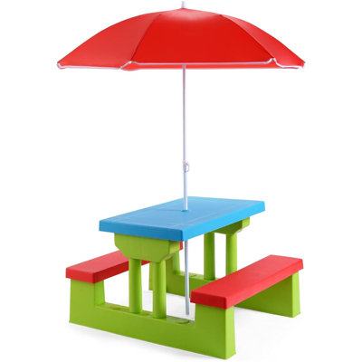 Banc de table pliable pour enfants, ensemble pour tout-petits intérieur / extérieur avec auvent de parasol