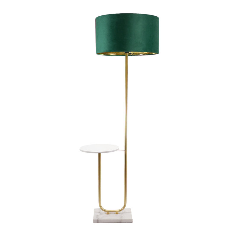 Ahlayla 146cm Traditional Floor Lamp, Brushed/White, Yes, Green/Gold