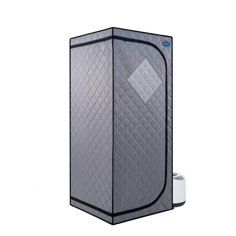 Tente de sauna à vapeur grise portative pleine grandeur - Spa personnel, avec générateur de vapeur, télécommande, fauteuil pliable, minuterie et raccord de tuyau en PVC Facile à installer. Chauffage rapide, avec certification FCC