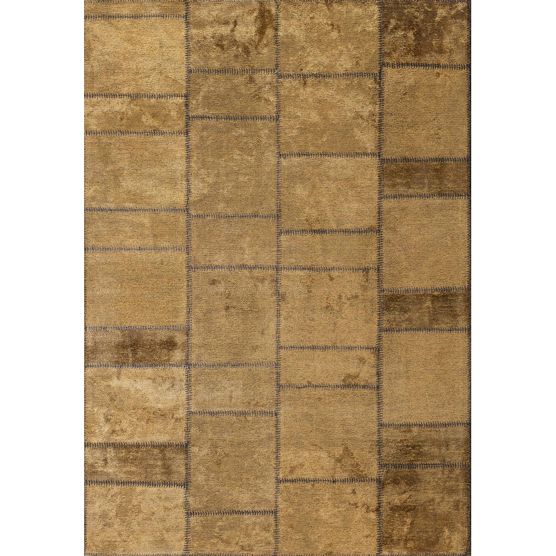 Rapture Patchwork Area Rug in Gold, Rectangle 6'7" x 9'10"