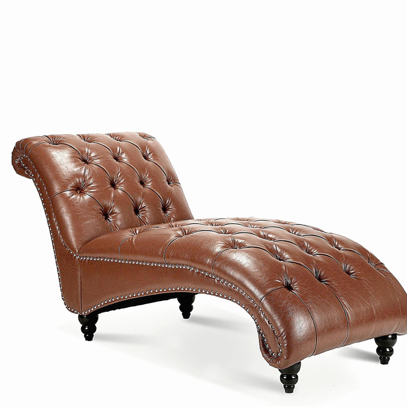 Chaise longue sans accoudoirs touffetée, Brun