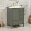Meuble-lavabo en bois 24 po avec lavabo, poignées, tiroirs et porte 24 po -390195987