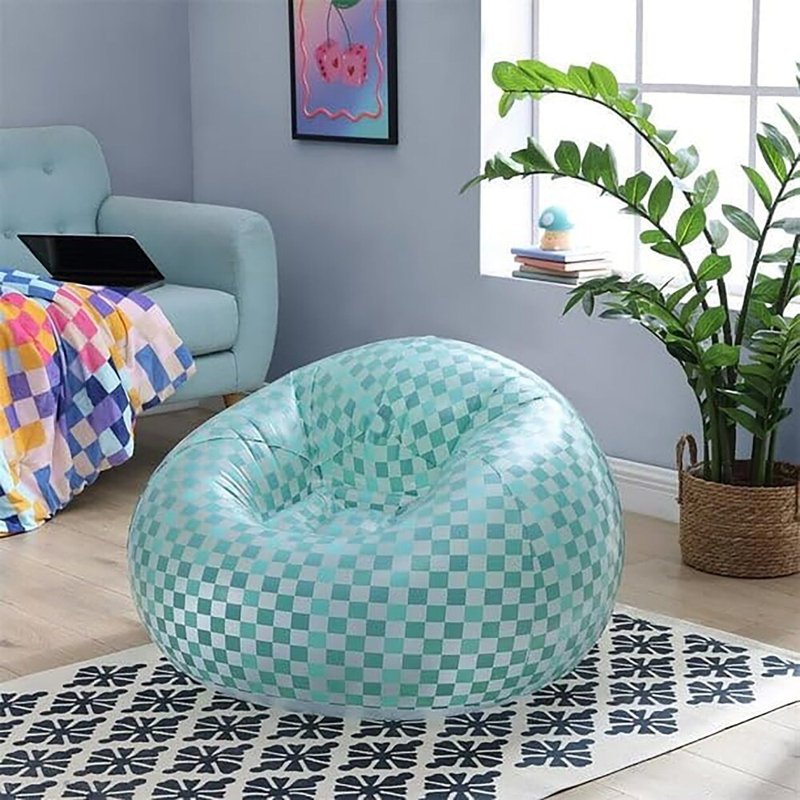  Fauteuil gonflable à carreaux rétro, Vert