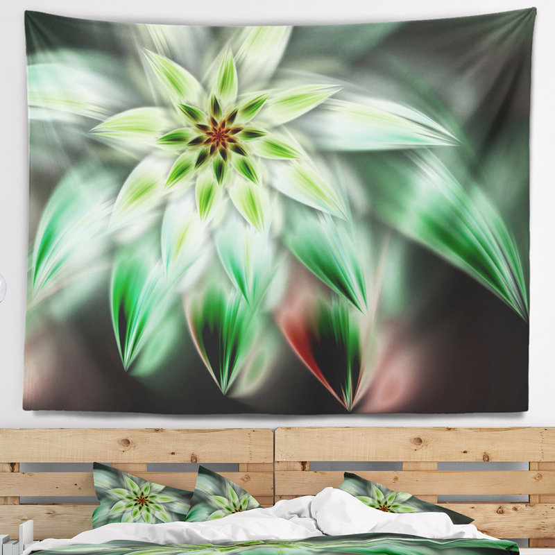 Tapisserie artistique floral vert floral, H 68 po x l 80 po