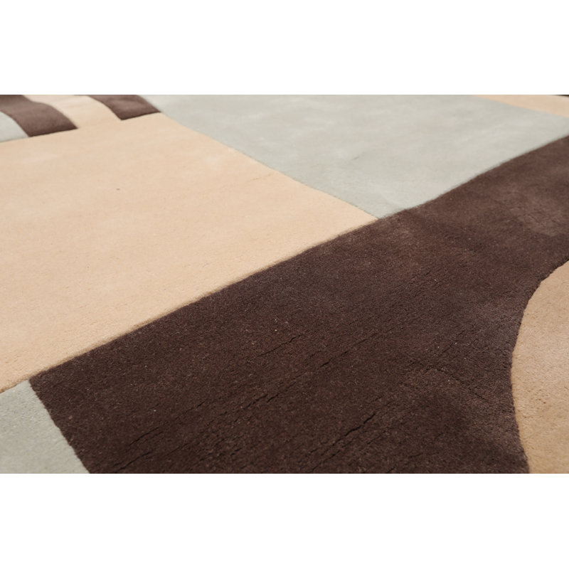 Tapis de la surface brune en laine touffeté à la main Sylvania