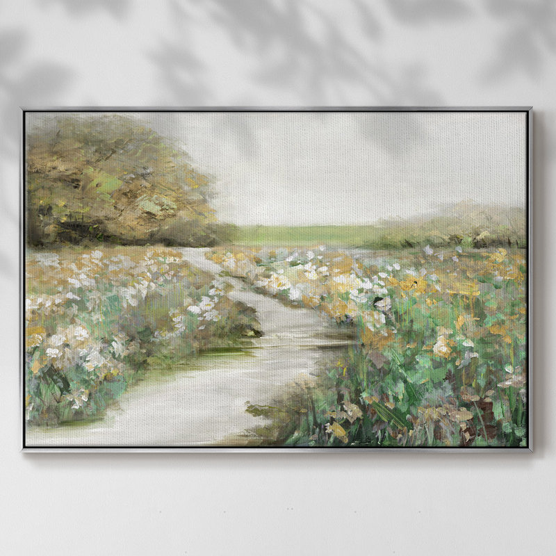 Toile tendue encadrée Quiet Meadow, H 27 po x l 41 po x P 2 po, Encadrement argenté