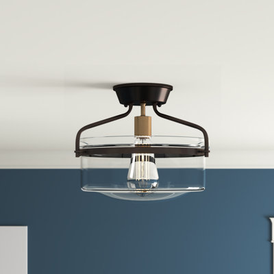 Meridian 1-Light Ceiling Light in Oil Rubbed Bronze with Natural Brass