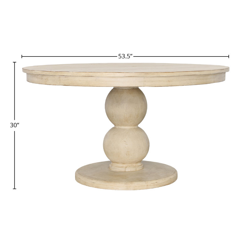 Acle 54" Round Reclaimed Pine Wood Dining Table, Light Warm Wash