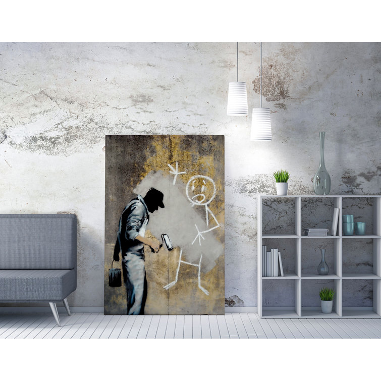 Bansky Wrapped Canvas Painting