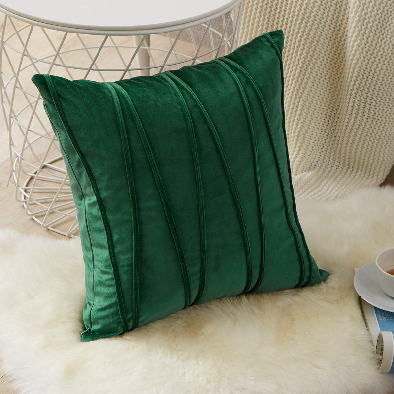 Chevron Geometric Pillow Cover, Dark Green, 18" x 18"