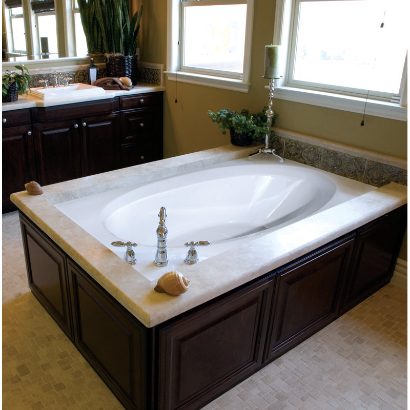 Ovation 84'' x 42'' Drop-In Air Acrylic Bathtub, Biscuit, Polished Chrome